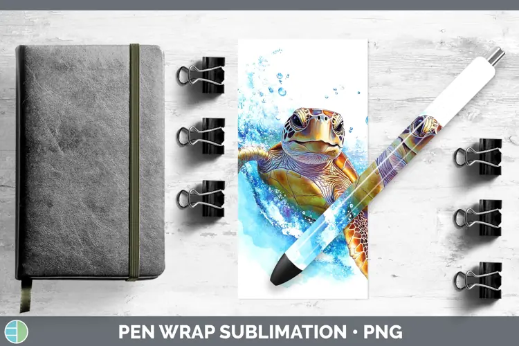 Watercolor Sea Turtle Pen Wrap Sublimation Pen Designs