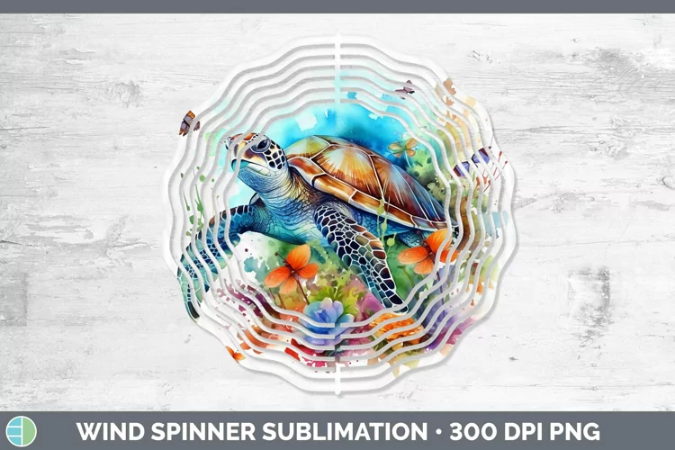 Watercolor Sea Turtle Wind Spinner Sublimation Spinner Desig