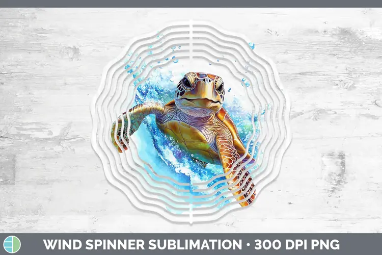 Watercolor Sea Turtle Wind Spinner Sublimation Spinner Desig