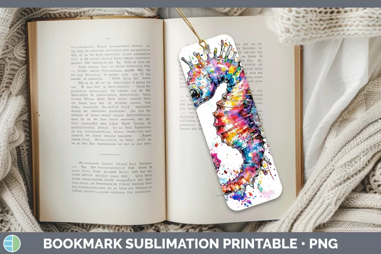 Watercolor Seahorse Bookmark Sublimation Printable Designs