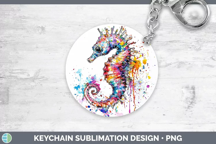 Watercolor Seahorse Keychain Sublimation Keyring Designs