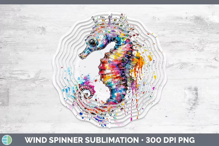 Watercolor Seahorse Wind Spinner Sublimation Spinner Designs
