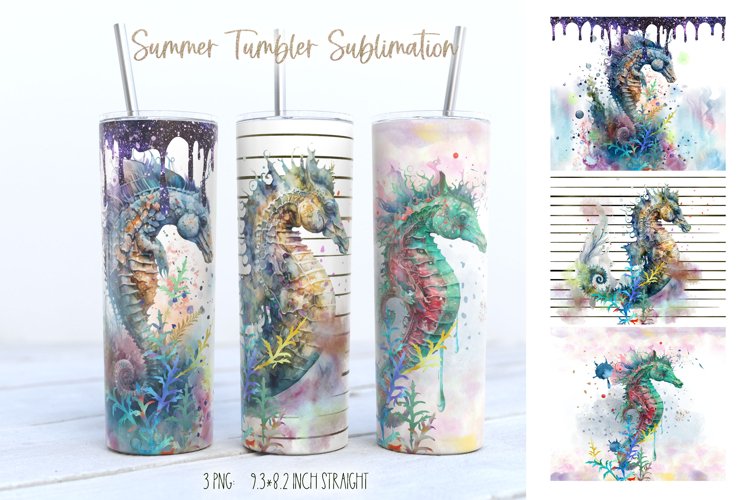 Watercolor Seahorses Tumbler Sublimation |Under the Sea