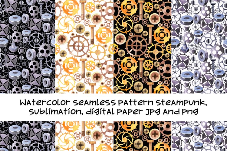 Watercolor seamless pattern steampunk