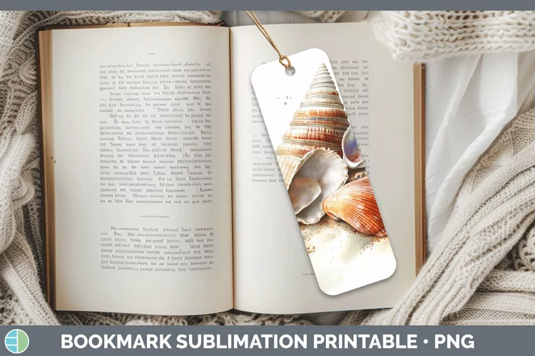 Watercolor Seashell Bookmark Sublimation Printable Designs