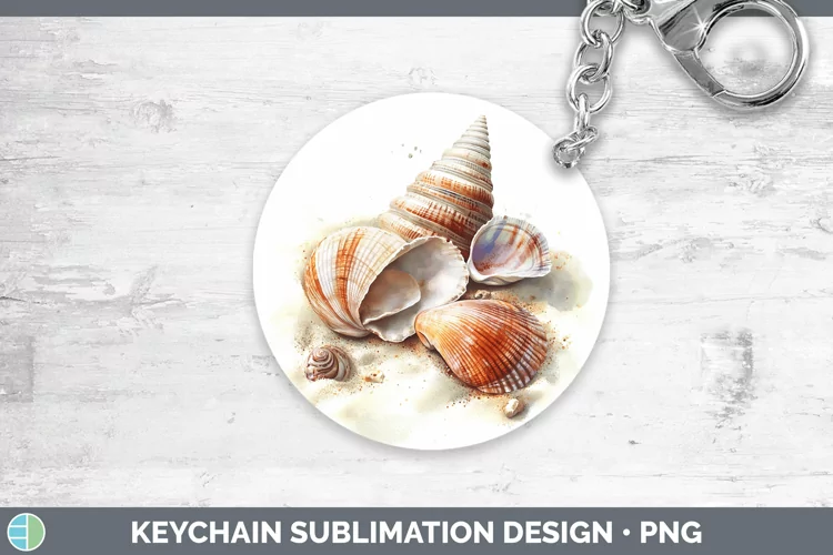 Watercolor Seashell Keychain Sublimation Keyring Designs