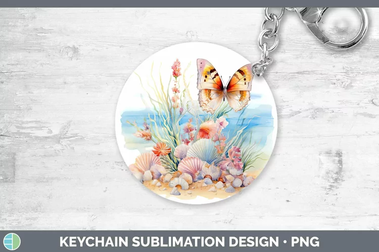 Watercolor Seashell Keychain | Sublimation Keyring Design
