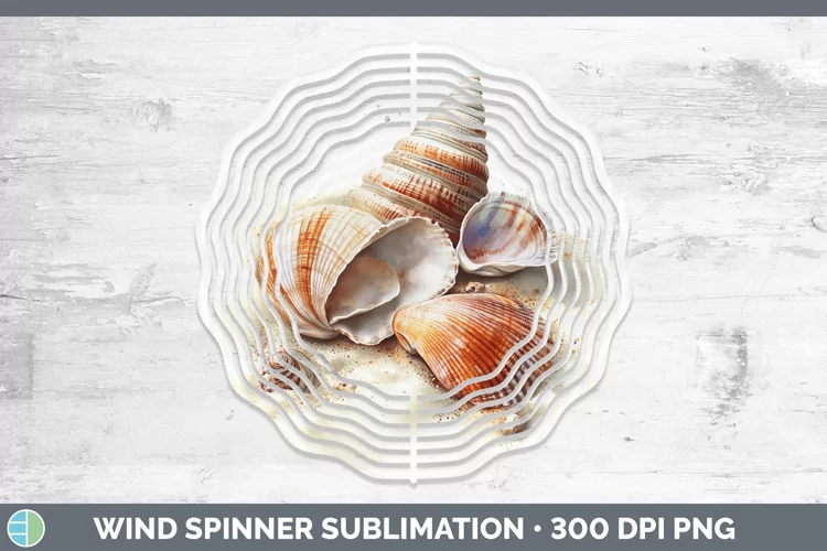 Watercolor Seashell Wind Spinner Sublimation Spinner Designs