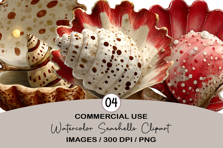 Watercolor Seashells Clipart