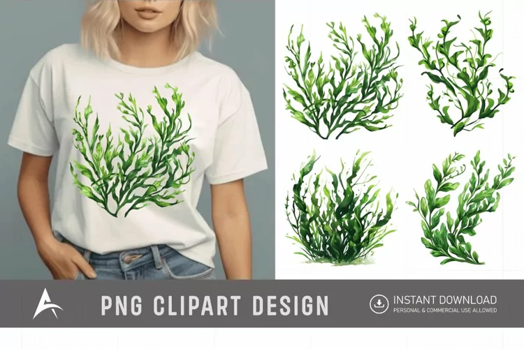 Watercolor Seaweed Clipart