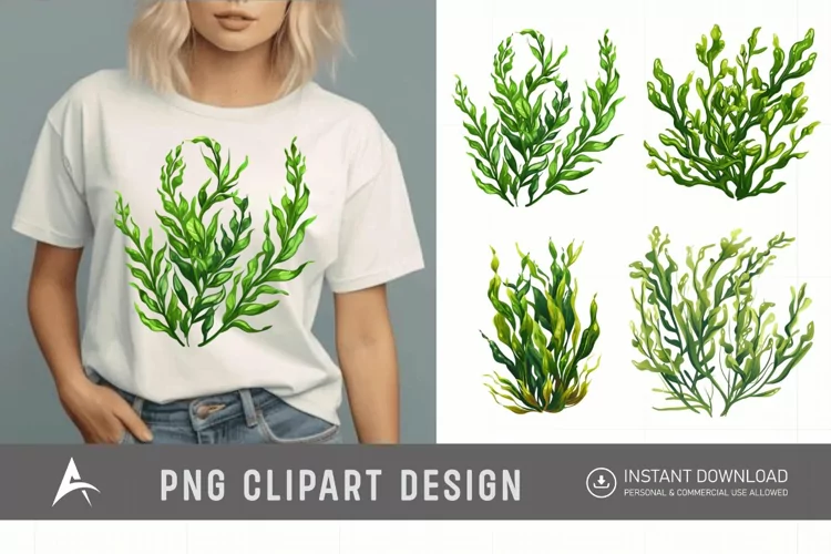 Watercolor Seaweed Clipart