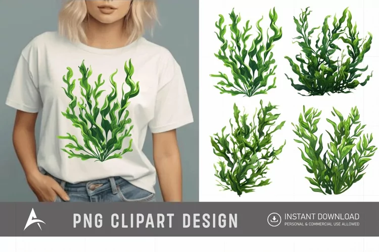 Watercolor Seaweed Clipart