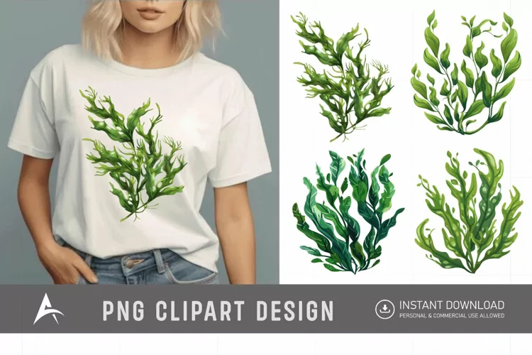 Watercolor Seaweed Clipart