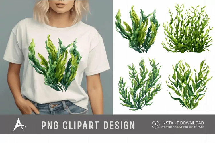 Watercolor Seaweed Clipart