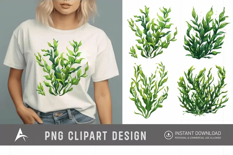 Watercolor Seaweed Clipart