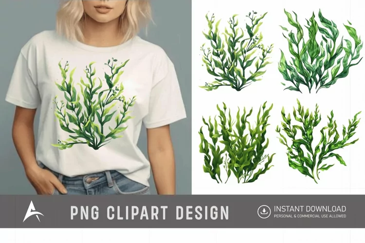 Watercolor Seaweed Clipart