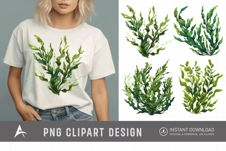 Watercolor Seaweed Clipart