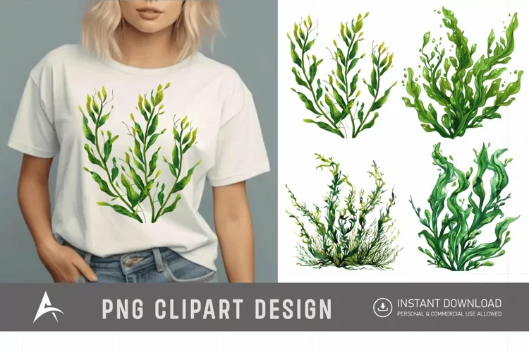 Watercolor Seaweed Clipart