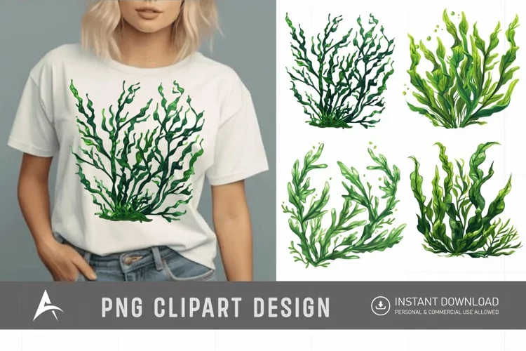 Watercolor Seaweed Clipart