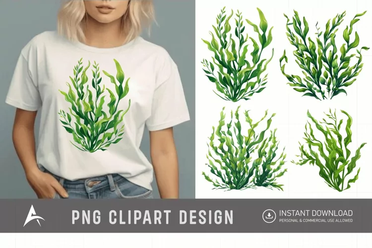 Watercolor Seaweed Clipart