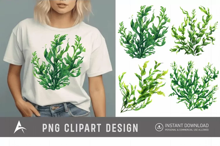 Watercolor Seaweed Clipart