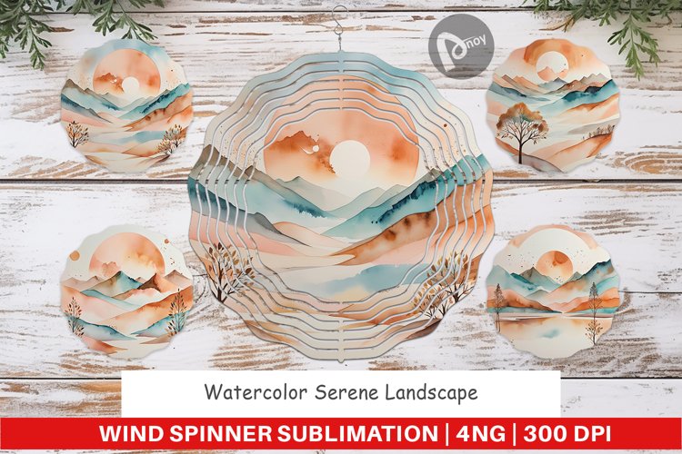 Wind Spinner Watercolor Landscape
