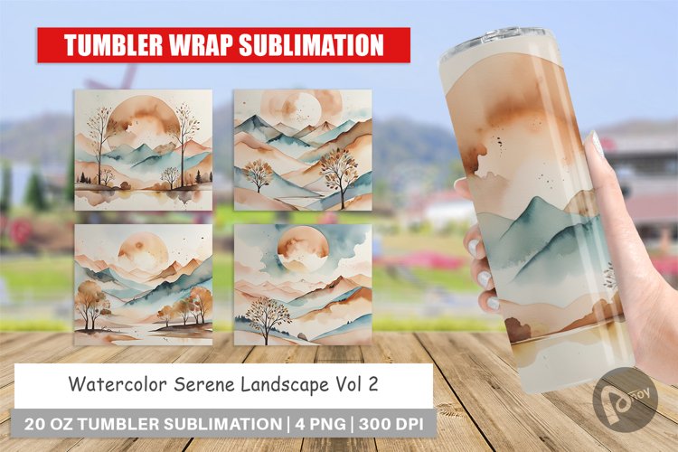 Tumbler Wrap Watercolor Landscape