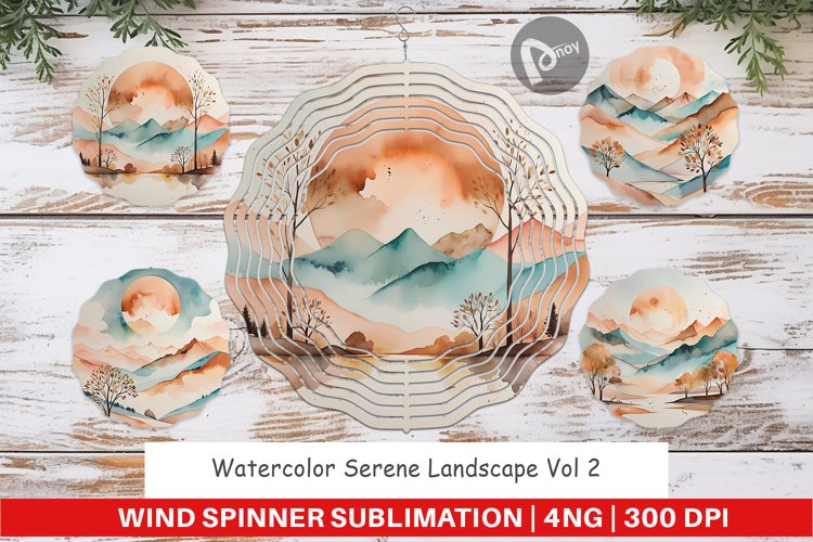 Wind Spinner Watercolor Landscape