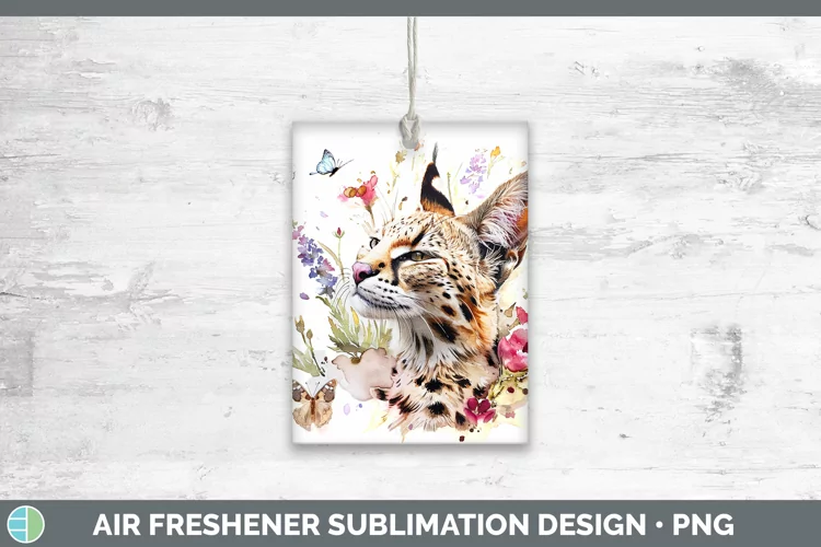Watercolor Serval Cat Air Freshener Sublimation Car Freshene