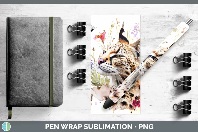 Watercolor Serval Cat Pen Wrap Sublimation Epoxy Pen Designs