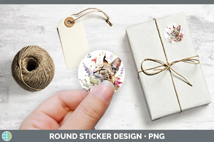 Watercolor Serval Cat Stickers | Round Labels Designs