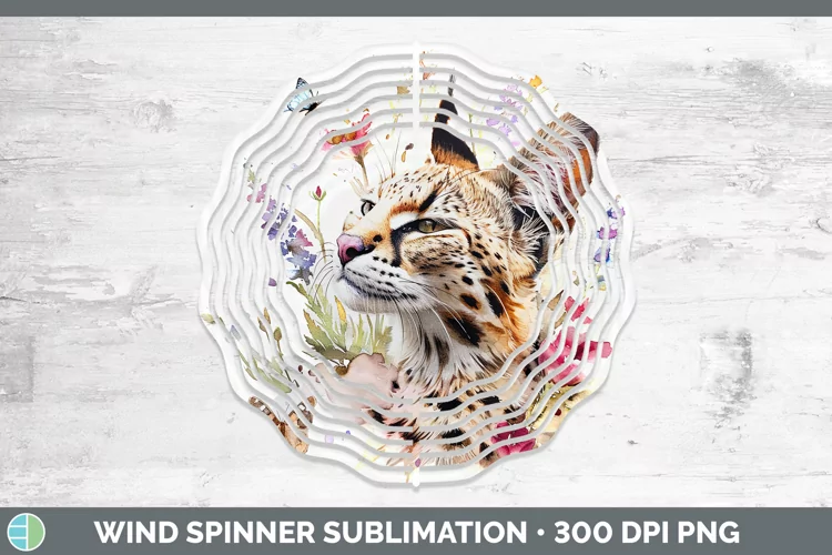 Watercolor Serval Cat Wind Spinner Sublimation Spinner Desig