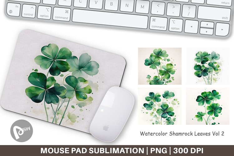 Mouse Pad Watercolor Shamrock Leaves example image 1