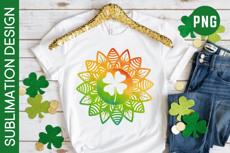 Watercolor St Patrick's Day Shamrock Mandala Sublimation