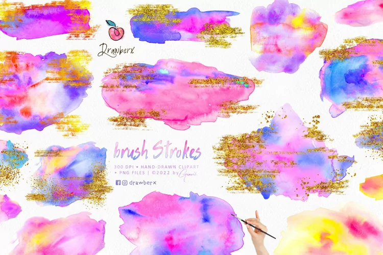Watercolor Splash Brush Strokes Clipart 088