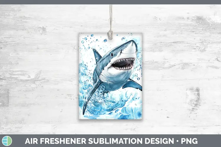 Watercolor Shark Air Freshener Sublimation Car Freshener Des