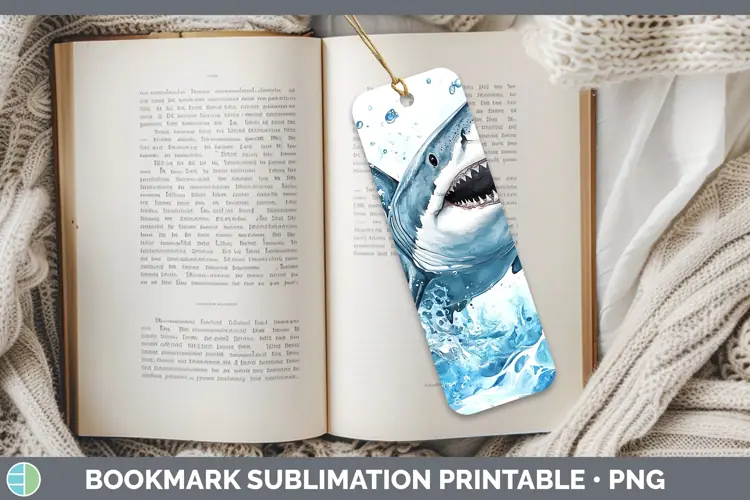 Watercolor Shark Bookmark Sublimation Printable Designs
