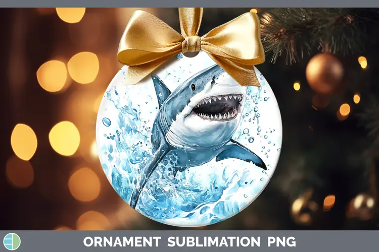 Watercolor Shark Ornament Sublimation Bauble Designs