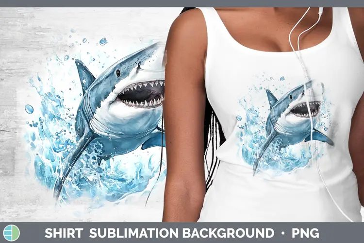 Watercolor Shark Shirt Sublimation Sublimation Background De