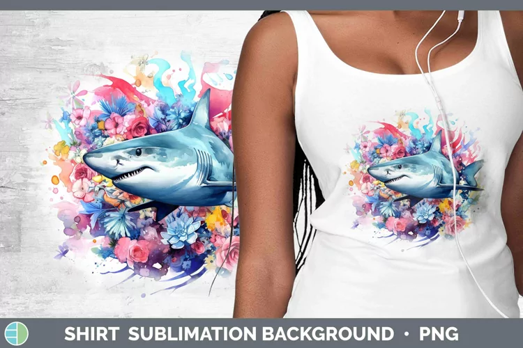 Watercolor Shark Shirt Sublimation Sublimation Background De