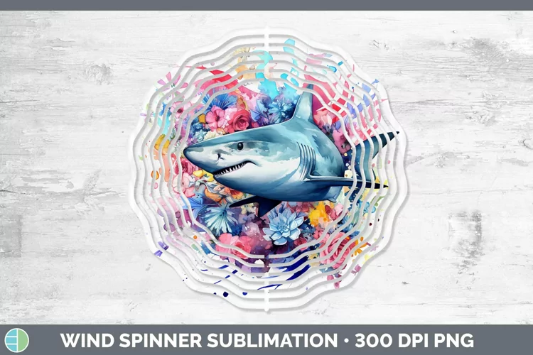 Watercolor Shark Wind Spinner Sublimation Spinner Designs