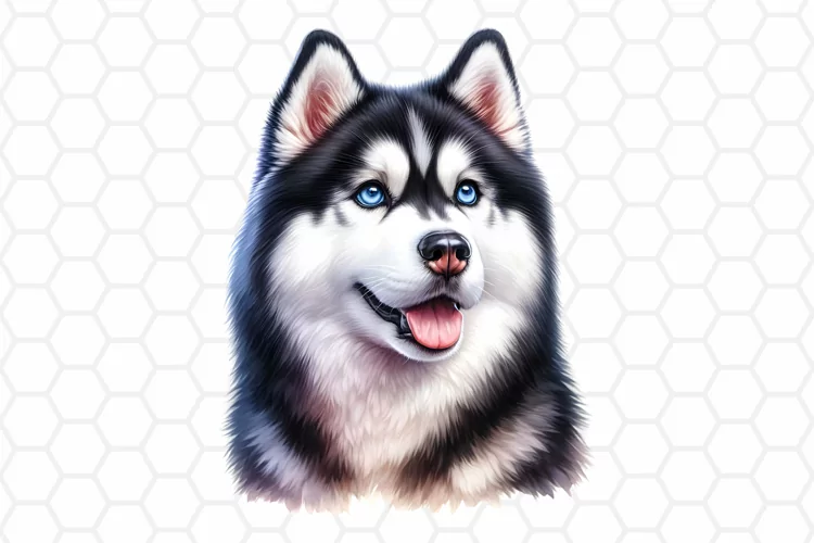 Watercolor Siberian Husky Clipart, Dog Sublimation PNG