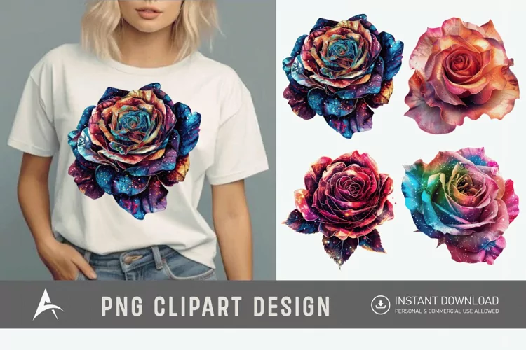 Watercolor Singe Cosmic Rose Flower Clipart
