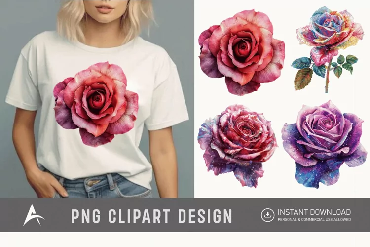 Watercolor Singe Cosmic Rose Flower Clipart