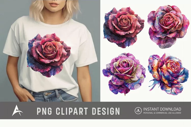 Watercolor Singe Cosmic Rose Flower Clipart
