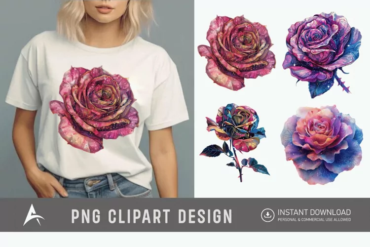 Watercolor Singe Cosmic Rose Flower Clipart