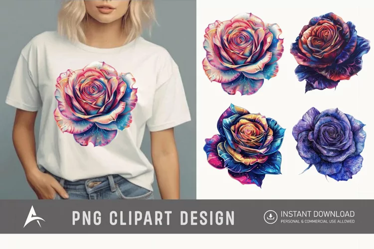 Watercolor Singe Cosmic Rose Flower Clipart