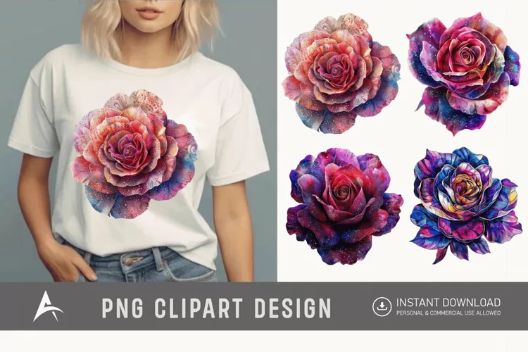 Watercolor Singe Cosmic Rose Flower Clipart