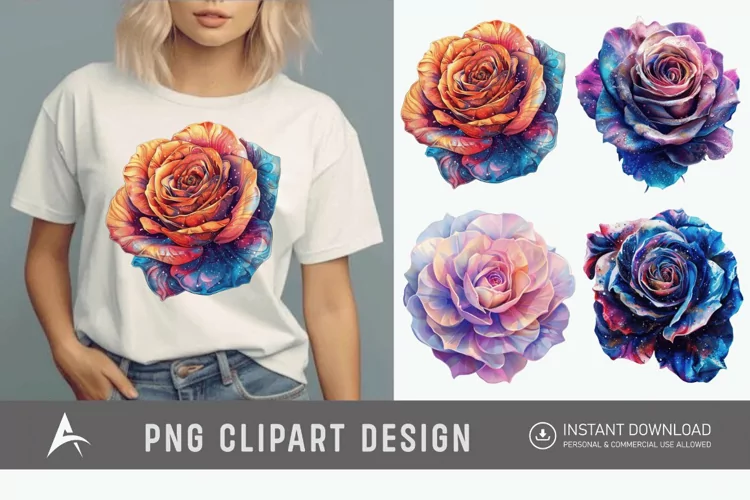 Watercolor Singe Cosmic Rose Flower Clipart
