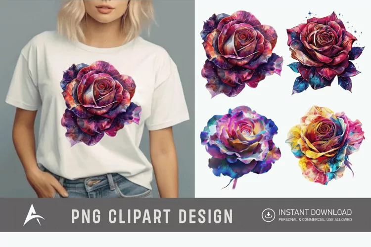 Watercolor Singe Cosmic Rose Flower Clipart